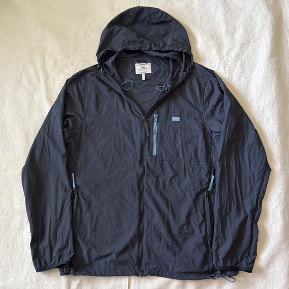 Faherty Other - Faherty Mens SHORELIFE Surf Jacket Size Medium Hooded Windbreaker Black W Green